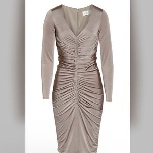 Eliza J Ruched Long Sleeve Sheath Dress